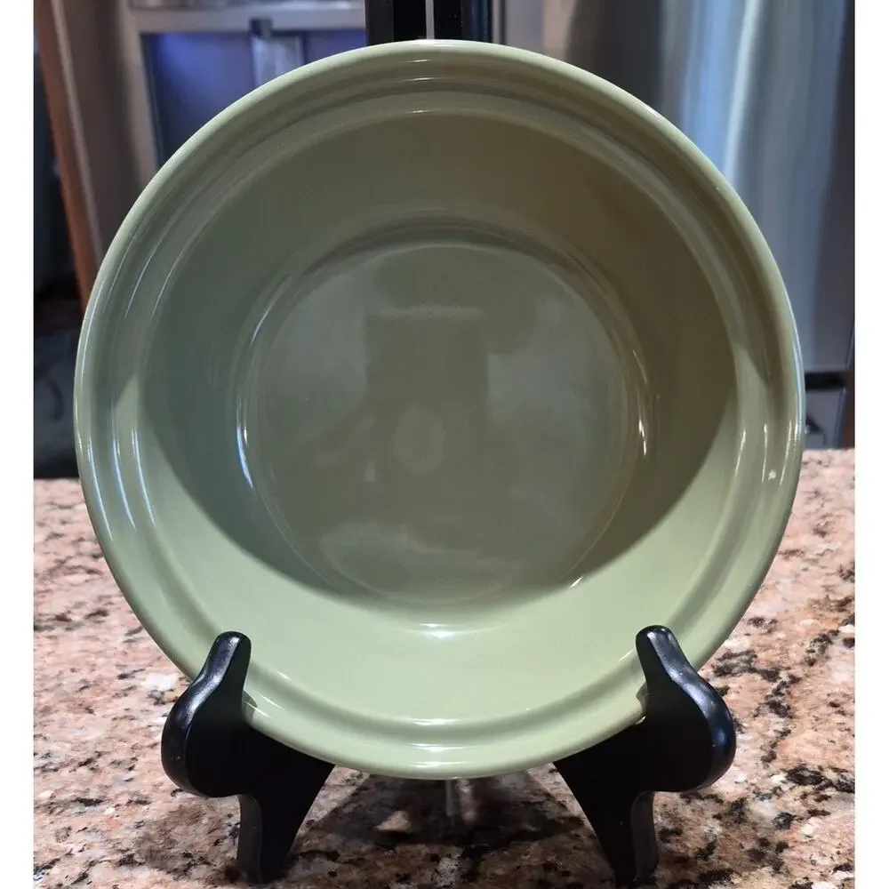 Longaberger Small Pie Plate Olive Green Ceramic Serving Bowl 7 1/4